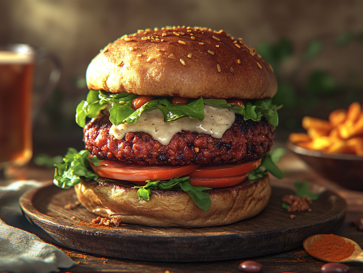 Savory Black Bean & Beyond Meat Vegan Burger