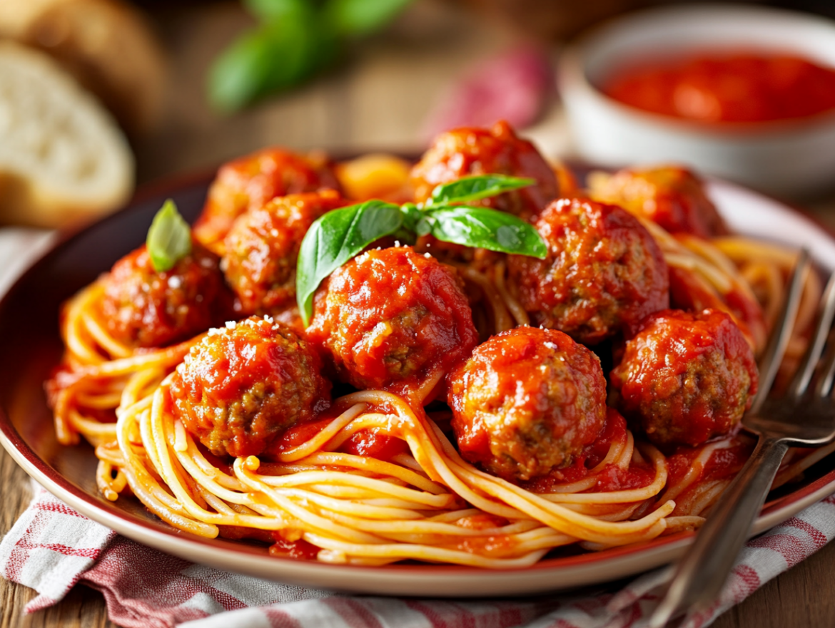 Spaghetti with Marinara and Veggie Meatballs