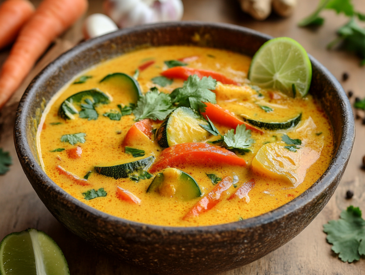 Vibrant Coconut Curry Bursting with Seasonal Vegetables