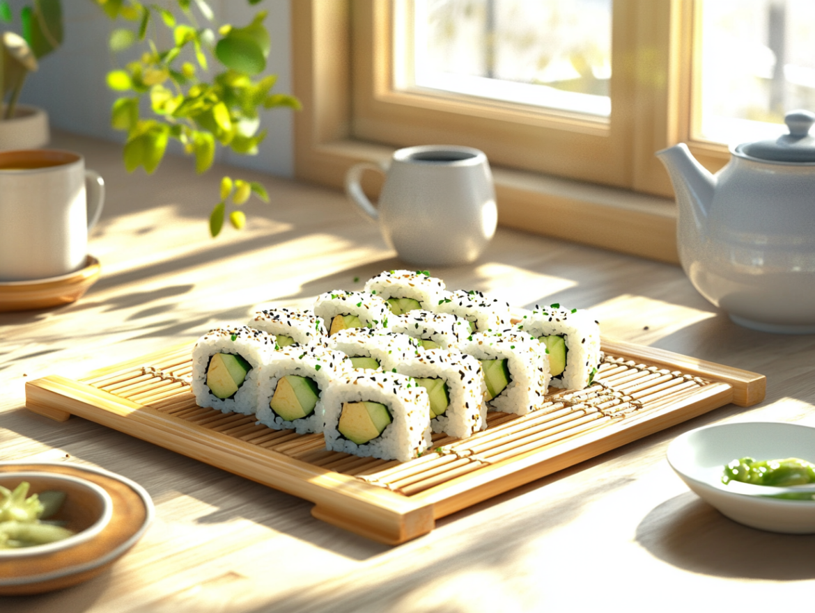 Avocado & Cucumber Vegan sushi Rolls