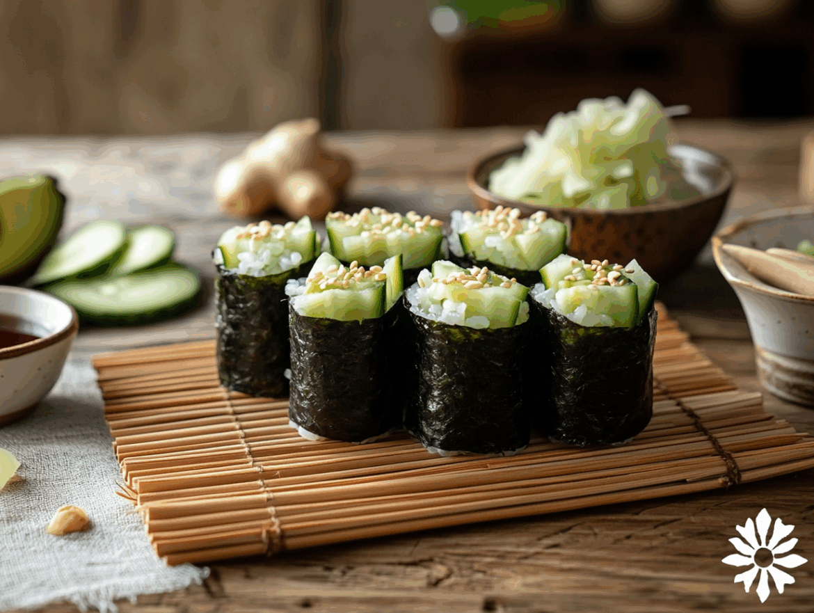 Cucumber and Avocado Sushi Rolls