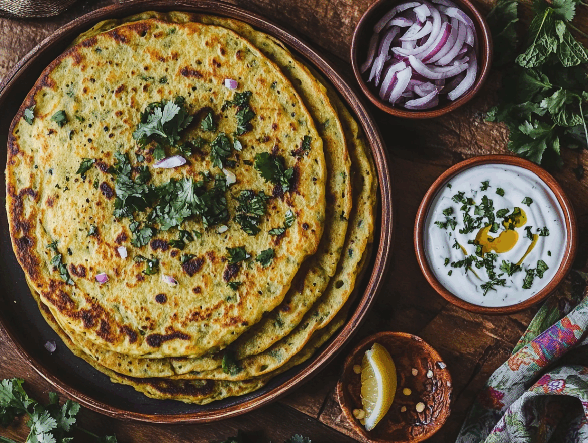 Savory Chickpea Pancakes with Herbed Coconut Yogurt